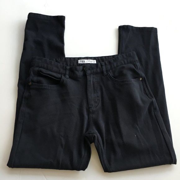 Zara Straight Leg Black Jeans Mid Rise Size 30‎ - Picture 1 of 5